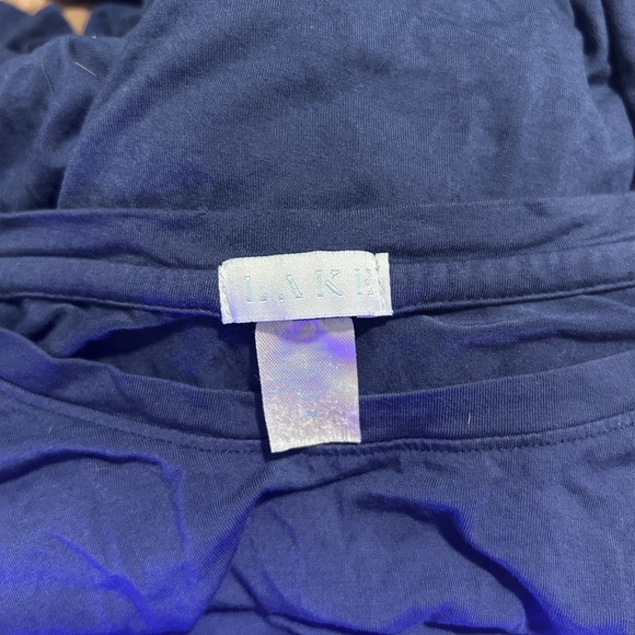 LAKE Women's Pajama Dress Size Medium Navy Blue Pima Long Sleeve Nightgown - Picture 12 of 12